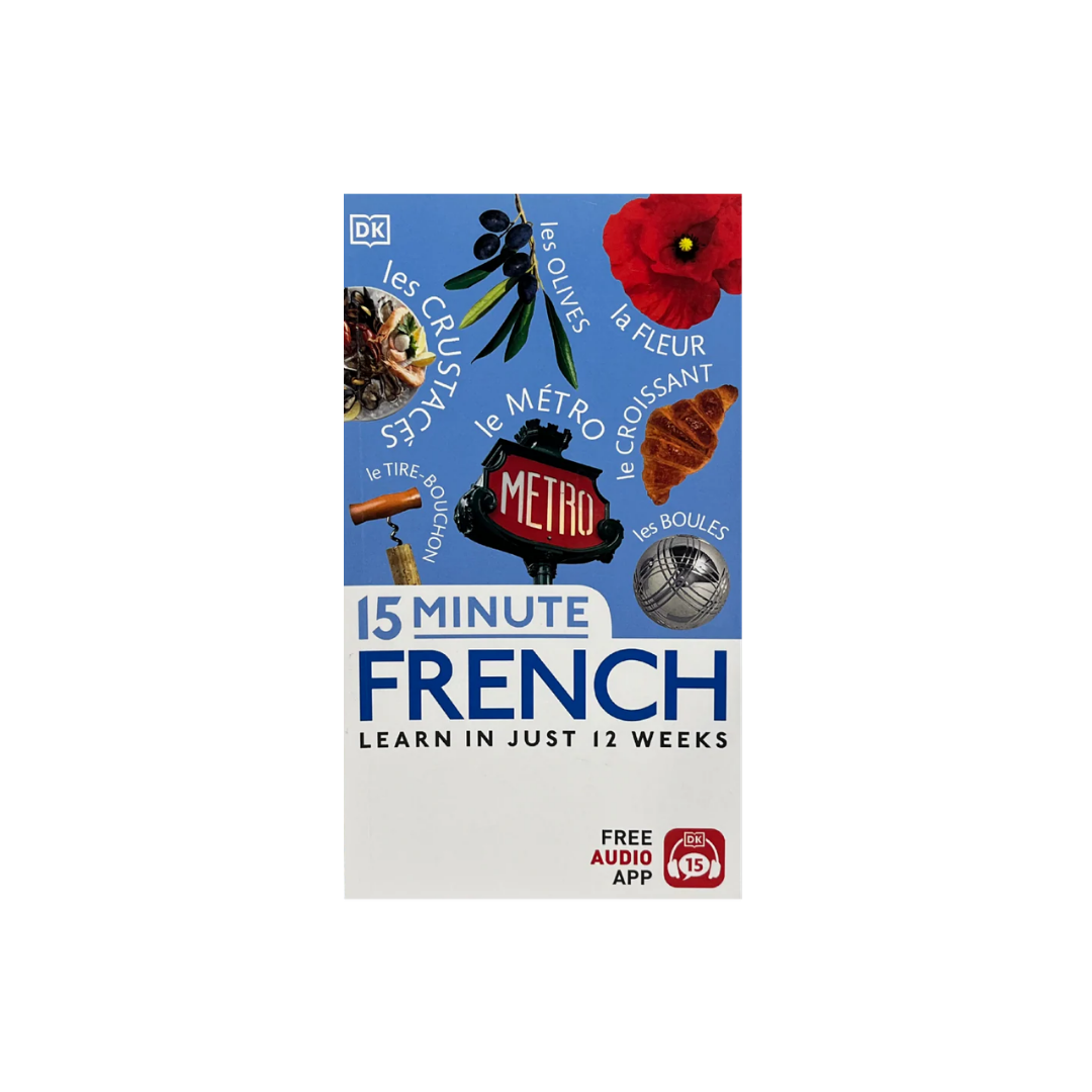 Book cover of '15 Minute French' with DK logo on a white background